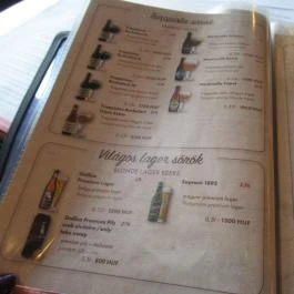 PORT Beer & Food Budapest - Étlap/itallap