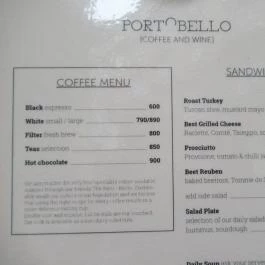 Portobello Coffee, Brunch & Wine Budapest - Étlap/itallap