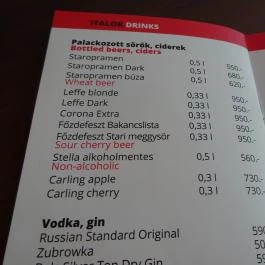 Premier Kultcafé Budapest - Étlap/itallap