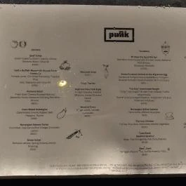 Punk Restaurant Budapest - Étlap/itallap
