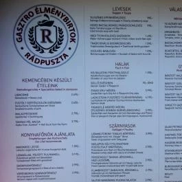 Rádpuszta Csárda & Szabadidő Centrum Balatonlelle - Étlap/itallap