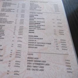 Rajkot Palace Budapest - Étlap/itallap