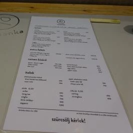Ramenka, Budapest - Étlap/itallap