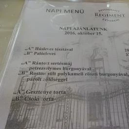 Regiment Étterem & Kávézó Budapest - Étlap/itallap