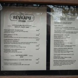 Révkapu Kávéház Vác - Étlap/itallap