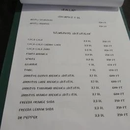 Revolución Budapest - Étlap/itallap