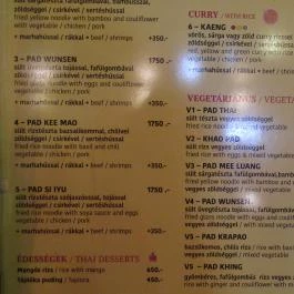 Rim Thanonh Thai Food Budapest - Étlap/itallap