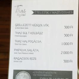 Rim Thanonh Thai Food Budapest - Étlap/itallap