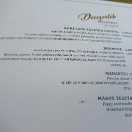 Robinson Restaurant Budapest - Étlap/itallap