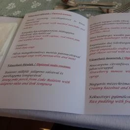 Rosinante Stílusos Vidéki Szálloda étterme Szigetmonostor - Étlap/itallap