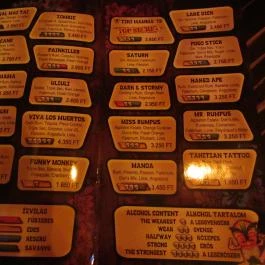 Rumpus Tiki Bar Budapest - Étlap/itallap