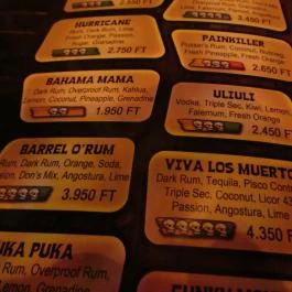 Rumpus Tiki Bar Budapest - Étlap/itallap