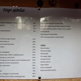 Sástó Étterem, Sástó - Étlap/itallap