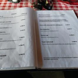 Sástó Étterem, Sástó - Étlap/itallap