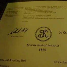 Schieszl Vendéglő és Borház, Budakalász - Étlap/itallap