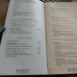 Segreto Caffe, Zalakaros - Étlap/itallap