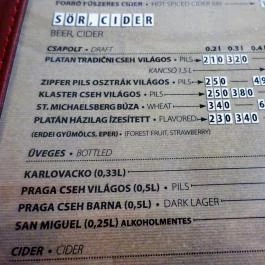 Semmi Extra & Egy Kis Kert Budapest - Étlap/itallap