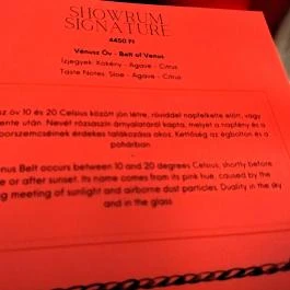 ShowRum Bar Budapest - Étlap/itallap