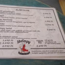 Shrimpy Street Food Bar Budapest - Étlap/itallap
