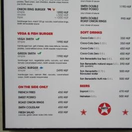 Smith Burger & More, Budapest - Étlap/itallap