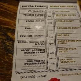 Soul Food Budapest - Étlap/itallap