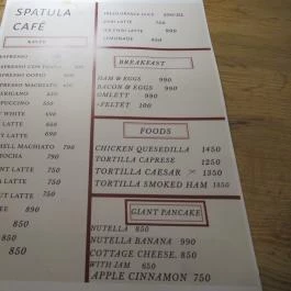 Spatula Cafe Budapest - Étlap/itallap