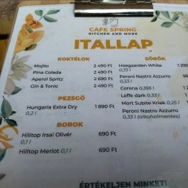 Springday Étterem & Kávézó Budapest - Étlap/itallap