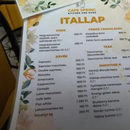 Springday Étterem & Kávézó Budapest - Étlap/itallap