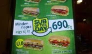 Subway - Europeum Budapest - Étlap/itallap