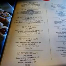 Sushi Sei Étterem Budapest - Étlap/itallap