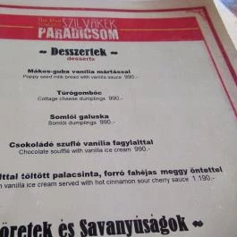 Szilvakék Paradicsom Budapest - Étlap/itallap