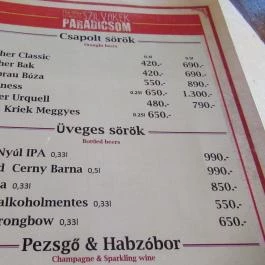 Szilvakék Paradicsom Budapest - Étlap/itallap