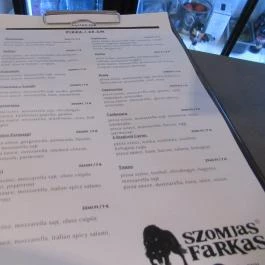 Szomjas Farkas, Budapest - Étlap/itallap