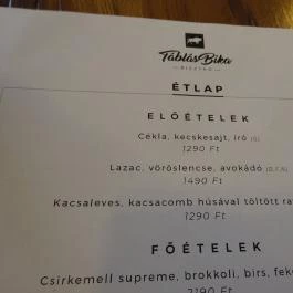 Táblás Bika Bisztró Budapest - Étlap/itallap