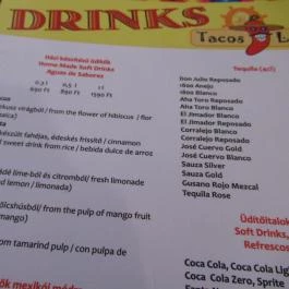 Tacos Locos, Budapest - Étlap/itallap