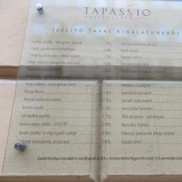 Tapassio Budapest - Étlap/itallap