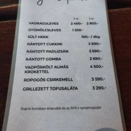 Tavirózsa Étterem, Gyöngyös - Étlap/itallap