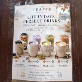 Teaffe, Budapest - Étlap/itallap