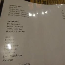 Telefon Bisztró Budapest - Étlap/itallap