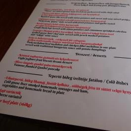 Tepertő Magyaros Étterem Budapest - Étlap/itallap