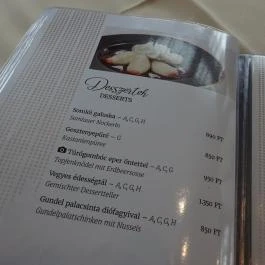 Tercia Kópháza, Kópháza - Étlap/itallap