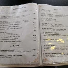 Tersztyánszky Bisztró, Csákvár - Étlap/itallap