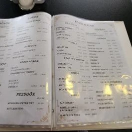 Tersztyánszky Bisztró, Csákvár - Étlap/itallap