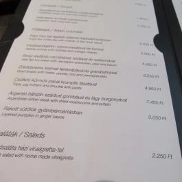 Textura Étterem Budapest - Étlap/itallap