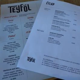 Teyföl Szentendre - Étlap/itallap