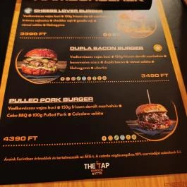 The Tap Burger & Beer Budapest - Étlap/itallap