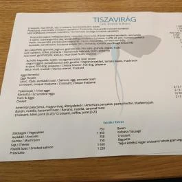 Tiszavirág Étterem, Szeged - Étlap/itallap