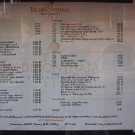 Toldi Konyhája Budapest - Étlap/itallap