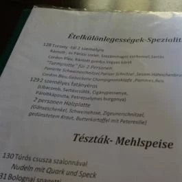 Torony Étterem, Fonyód - Étlap/itallap