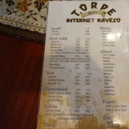 Törpe Internet Kávézó Budapest - Étlap/itallap